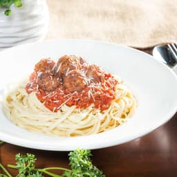 H9. Tomato Beet Meatballs Pasta