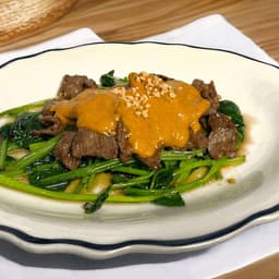 Beef Spinach and Peanut Sauce