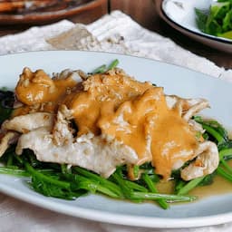 Chicken Spinach and Peanut Sauce