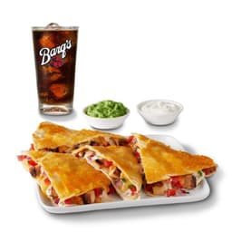Smoky Chicken Cheese-Crusted Quesadilla + Drink