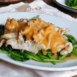 Chicken Spinach and Peanut Sauce